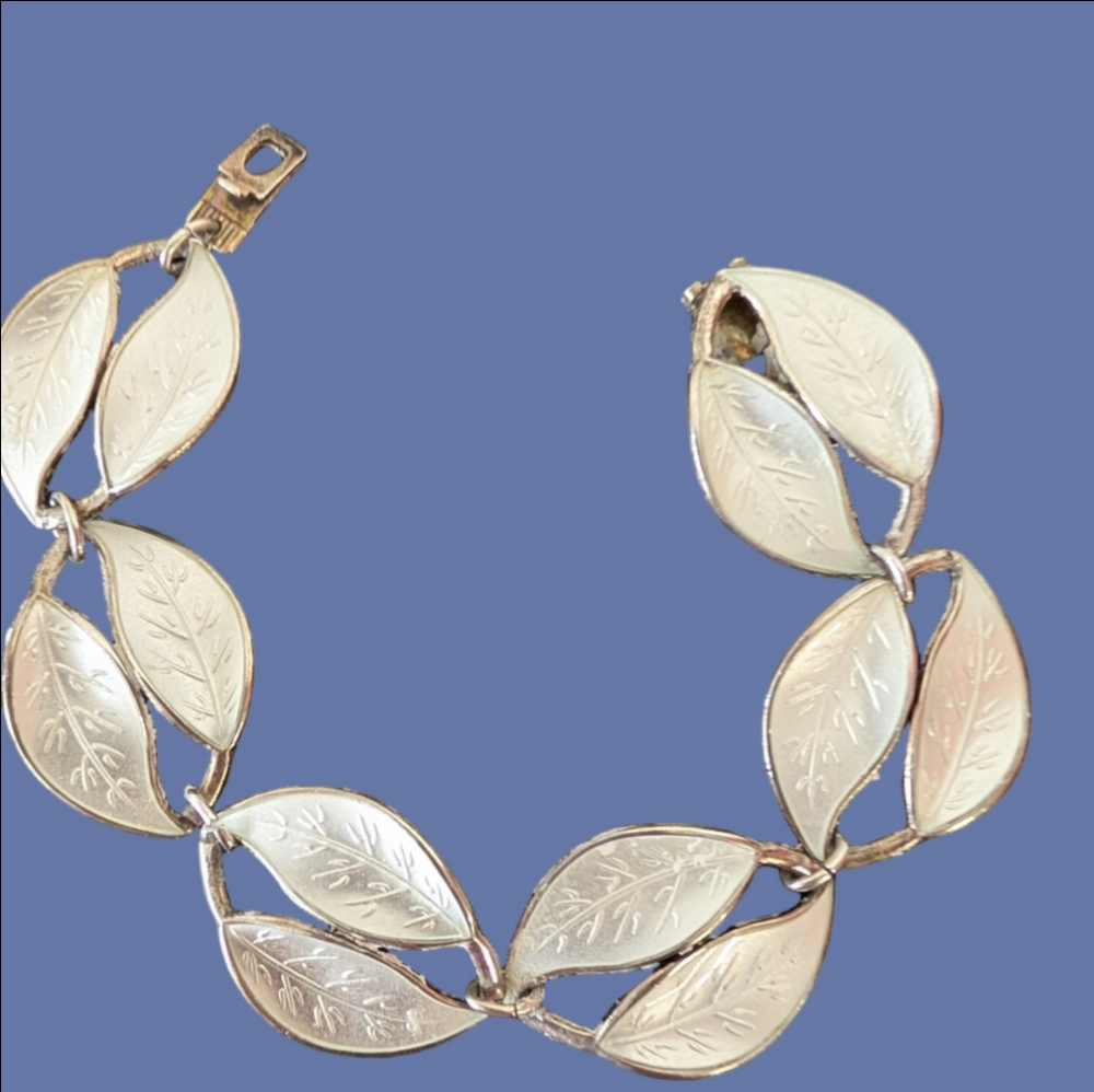 David Andesen Of Norway Sterling Enamel White Double Strand Bracelet